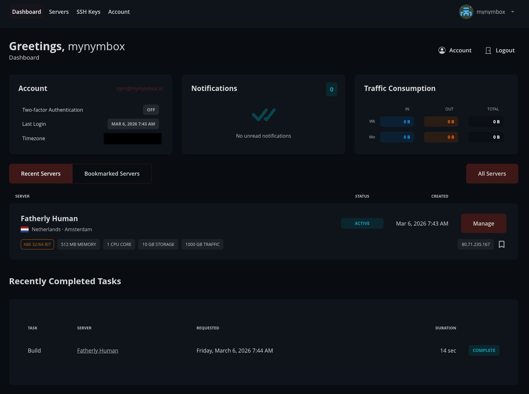 Dashboard view